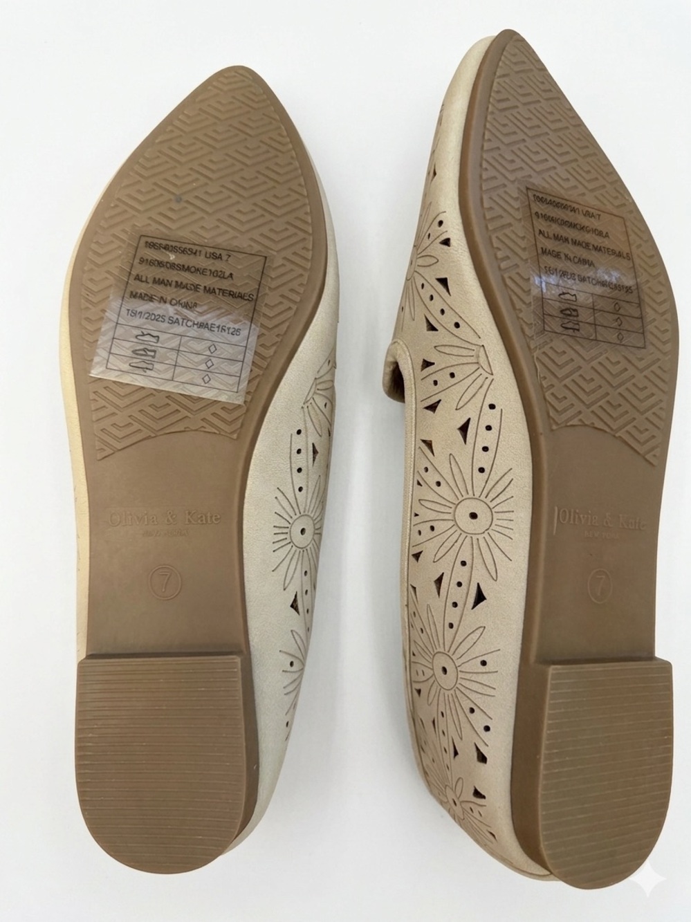 Olivia and Kate beige laser-cut pointed toe flats Brand new size 7 - Picture 4 of 5